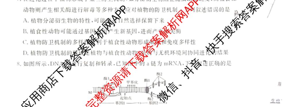 衡水金卷先享题夯基卷 2026年普通高等学校招生全国统一考试模拟 (一)1试卷及答案汇总: 含政治、物理(Q)、地理(MH)试卷解析生物试题