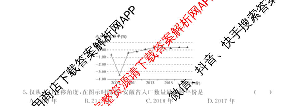 2026年普通高等学校招生统一考试最新模拟卷(五)5各科答案及试卷（含化学(SD6) 地理(AG6) 生物(新S6J)等）地理试题