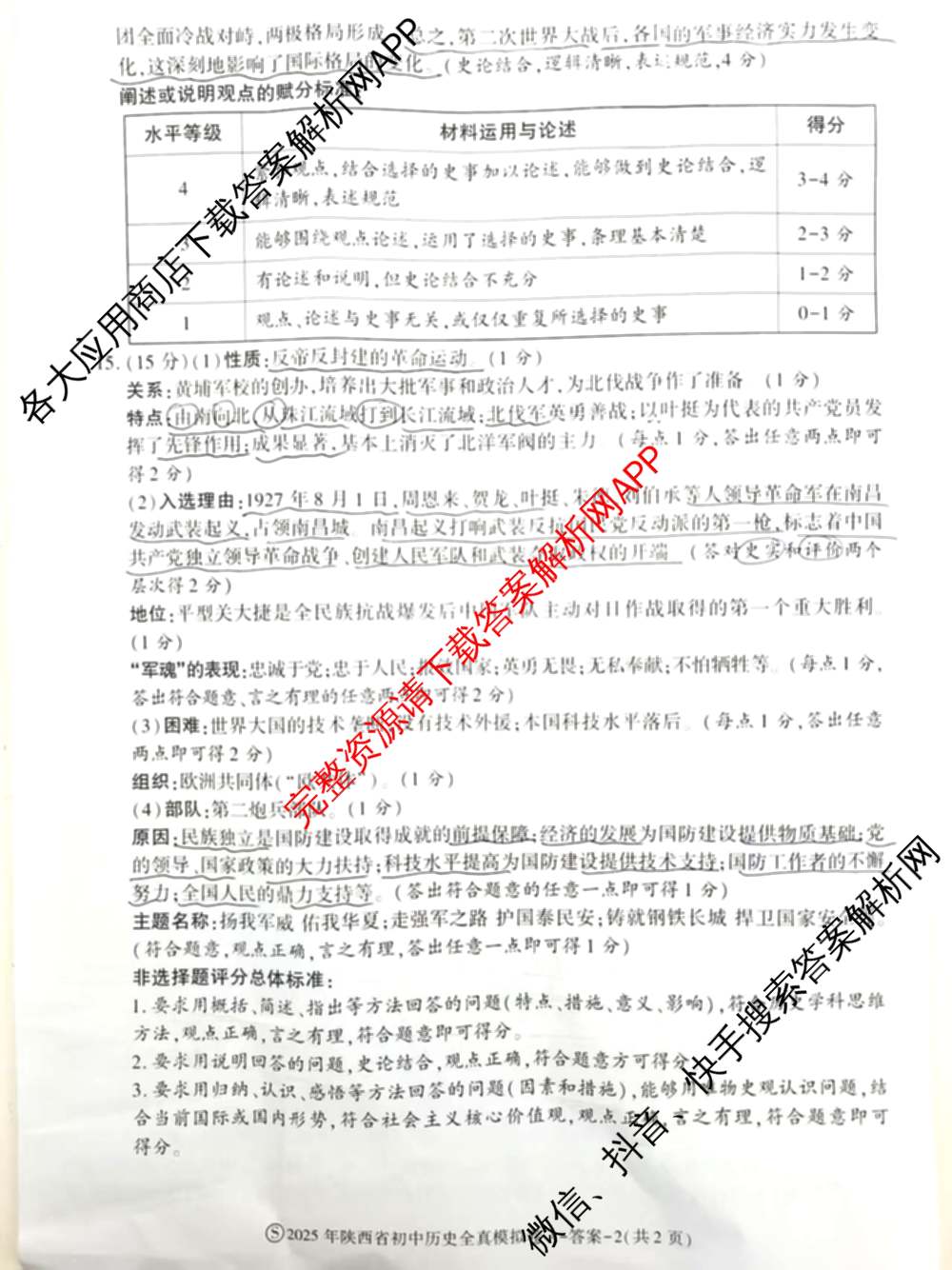 2025年陕西省初中学业水考试全真模拟卷[试卷类型A][页脚S]: 含化学、道德与法治、物理试卷解析历史答案