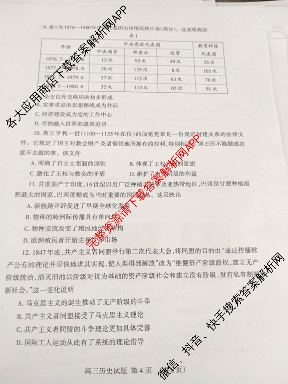 [泰安二模]2024年泰安市高三二轮检测(2024.04)（含地理 生物 语文等9份）历史试题