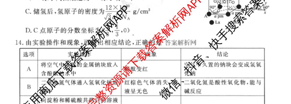 衡水金卷先享题夯基卷 2026年普通高等学校招生全国统一考试模拟 (一)1试卷及答案汇总: 含政治、物理(Q)、地理(MH)试卷解析化学试题