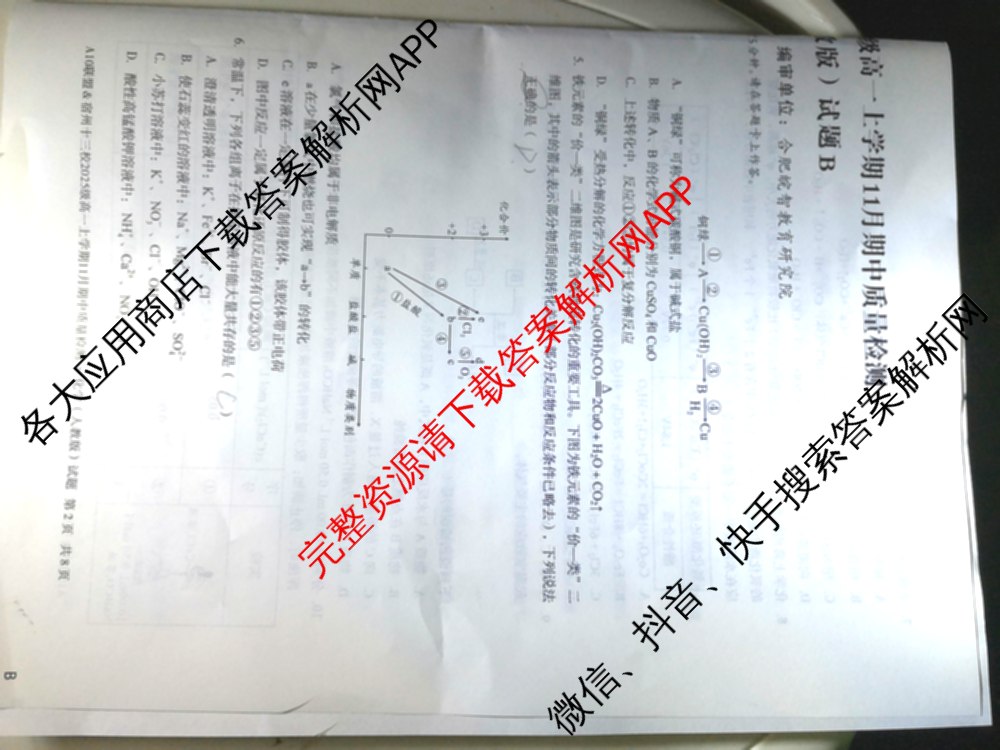 A10联盟&宿州十三校2025级高一上学期11月期中质量检测试卷及答案汇总（19科全）化学试题
