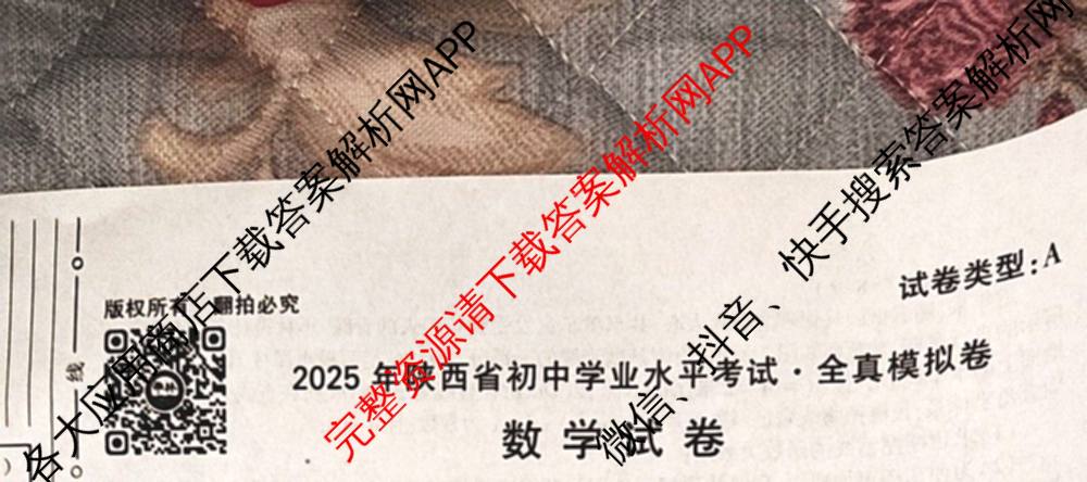 2025年陕西省初中学业水考试全真模拟卷[试卷类型A][页脚S]: 含化学、道德与法治、物理试卷解析数学试题