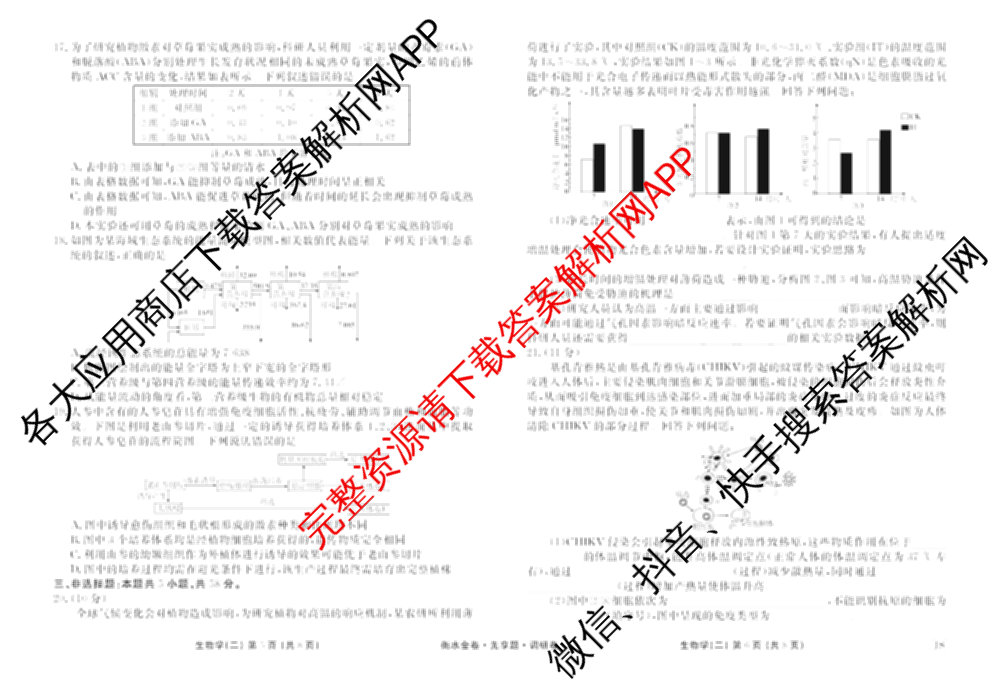 衡水金卷先享题调研卷2026年普通高等学校招生全国统一考试模拟试题(二)2试卷及答案汇总（91科全）生物试题
