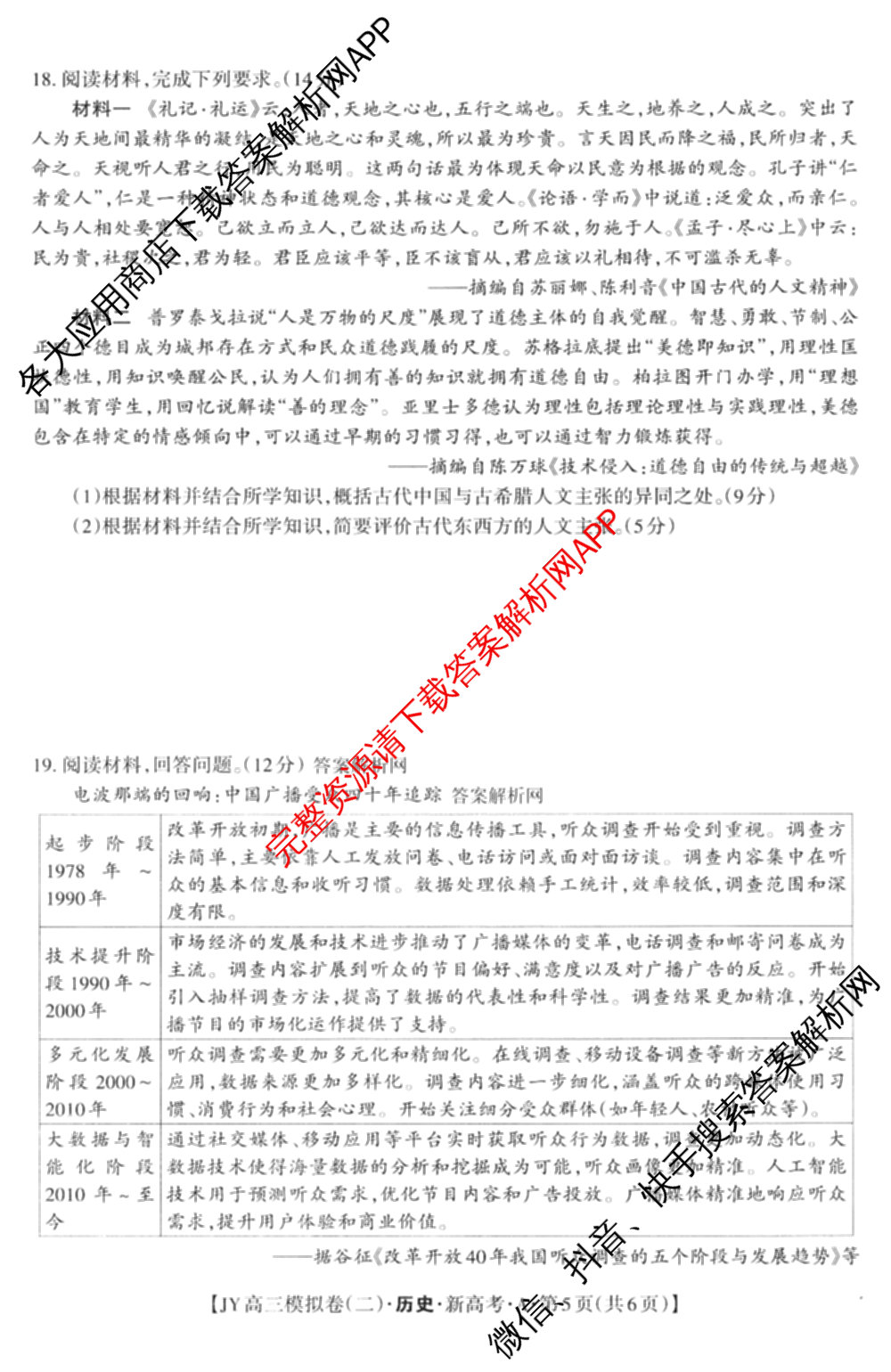 2026年普通高等学校招生统一考试JY高三模拟卷(二)各科答案及试卷（14科全）历史试题