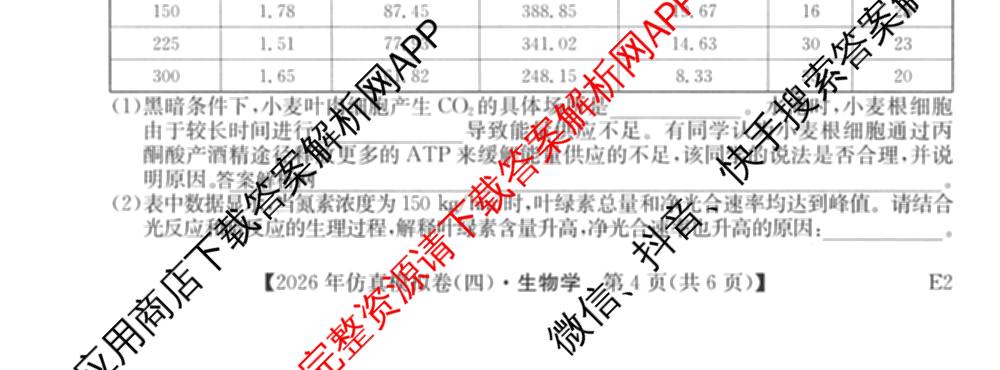 2026年全国高考仿真模拟卷(五)5试卷及答案汇总（含政治(河南)、物理(广西)、政治(E2)等）生物试题