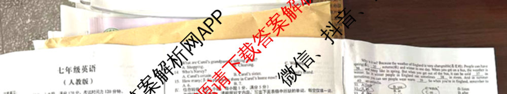 2023-2024学年安徽省七年级教学质量检测(七VII)各科答案及试卷: 含数学(沪科版)、道德与法治、地理试卷解析英语试题