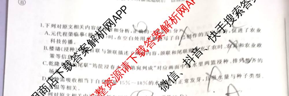 百师联盟2026届高三仿真模拟考试(四)试卷及答案汇总（含政治(百N) 物理(百F) 英语(百B)等）语文试题