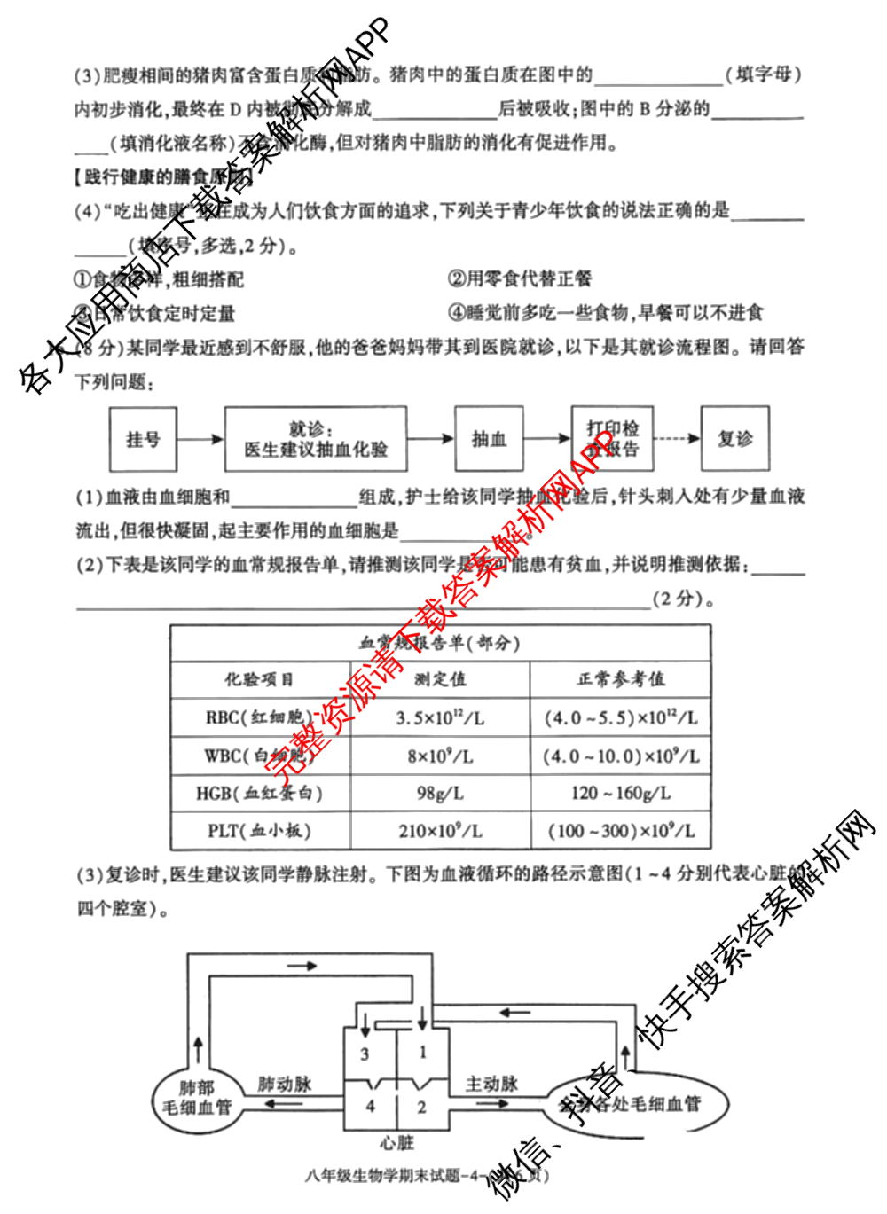 陕西省2025~2026学年度第一学期期末教学质量检测试卷八年级各科答案及试卷(已更新地理、生物、道德与法治等8份)生物试题