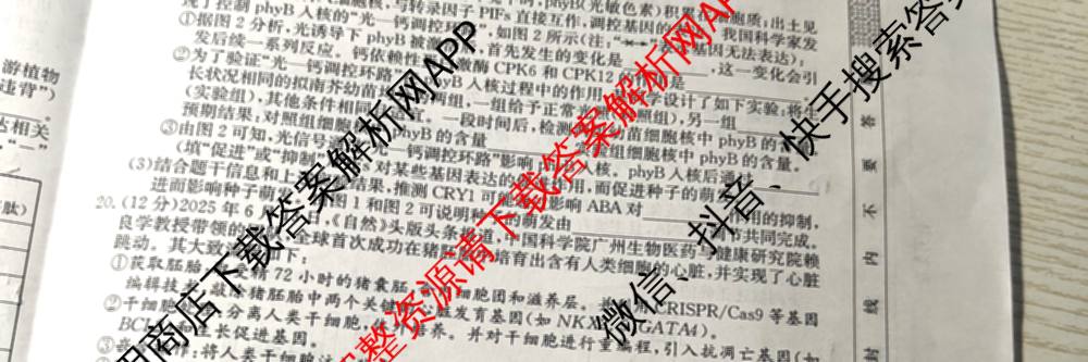 2026年全国高考仿真模拟卷(五)5各科答案及试卷（含物理(湖北)、生物(E3)、政治(E2)等）生物试题