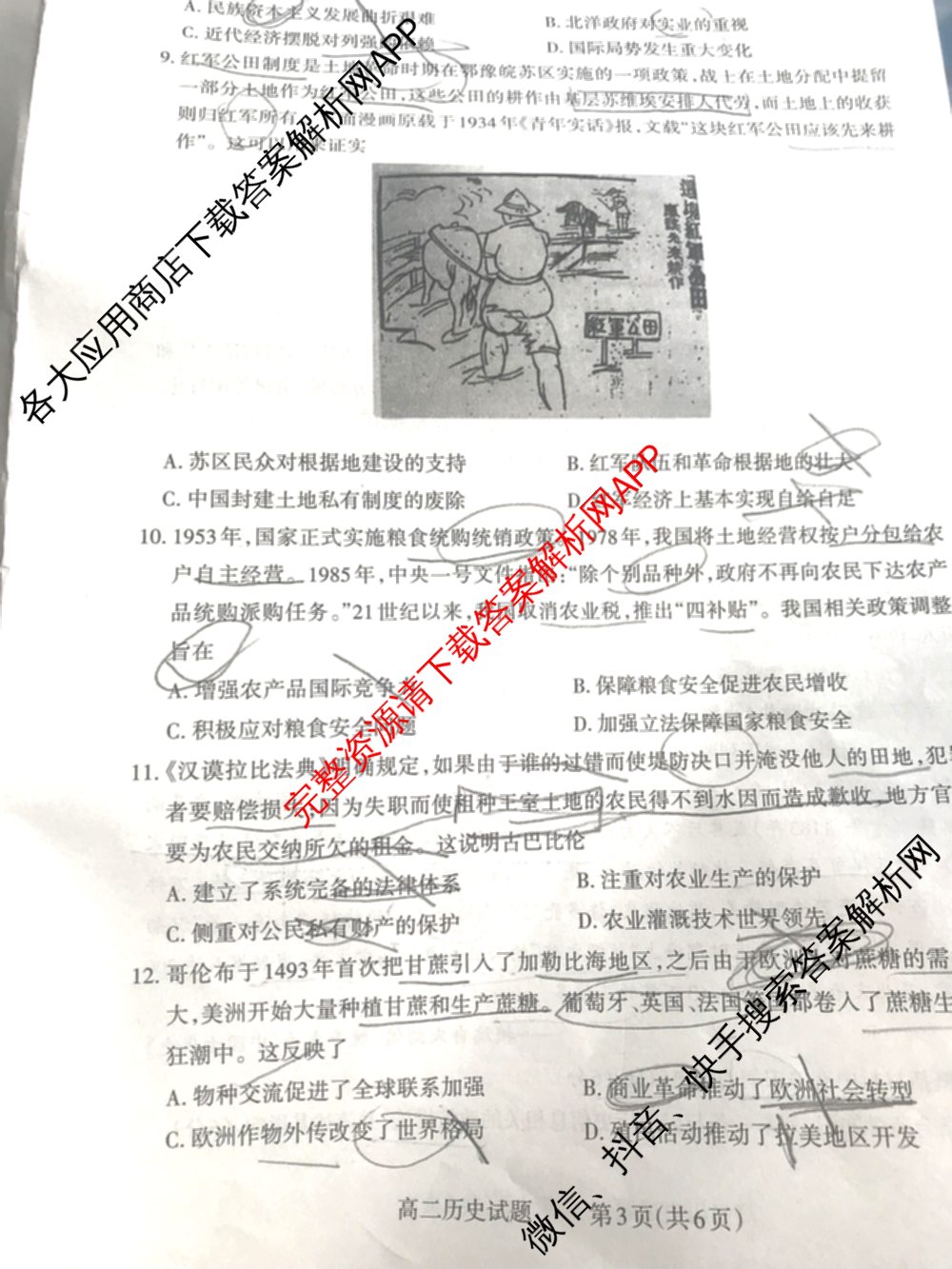 三重教育2024-2025学年山西省高二12月大联考试卷及答案汇总（含数学 物理 地理等）历史试题