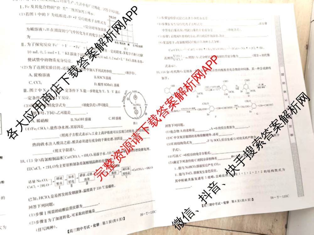 2025~2026学年度上学期高三期中考试(26-T-135C)试卷及答案汇总（含语文、地理、数学等）化学试题