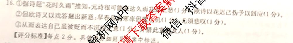 炎德英才大联考雅礼中学2026届高三月考试卷(H7)试卷及答案汇总（含数学 物理 生物等9份）语文答案