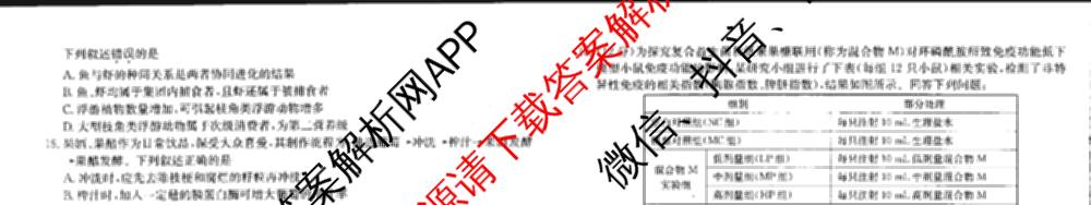 临洮县2025年暑假学质量检测(8月)高三各科答案及试卷（9科全）生物试题