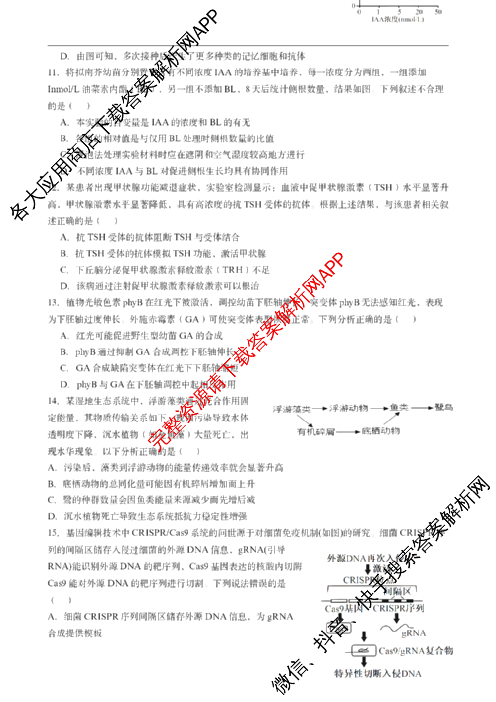 张家界市2024~2025学年第二学期高二期末考试: 含政治 英语 语文试卷解析生物试题