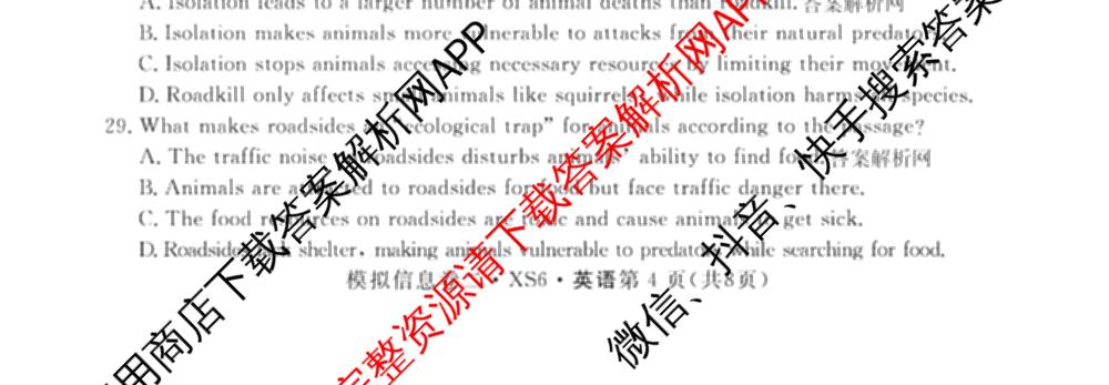 2026年普通高等学校招生统一考试模拟信息卷(二)2各科答案及试卷（含数学(XS6)、政治(XS6J)、语文(XS6G)等）英语试题