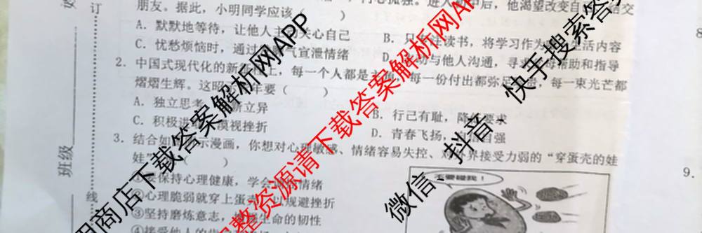 安徽省2025年九年级毕业暨升学模拟考试(三)试卷及答案汇总（含化学、历史、语文等）道德与法治试题