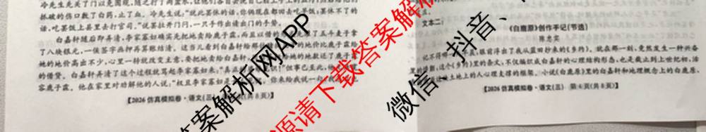 2026年普通高等学校招生全国统一考试仿真模拟卷(三)3（含生物(河北) 政治(F2) 化学(F2)等14份）语文试题
