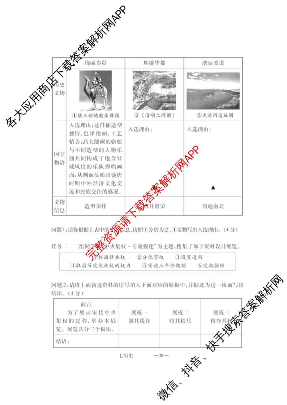 [精制十三县+纯金卷]山西省第二学期期中考试测试卷(三)七年级试卷及答案汇总（含道德与法治 地理 语文等）历史试题