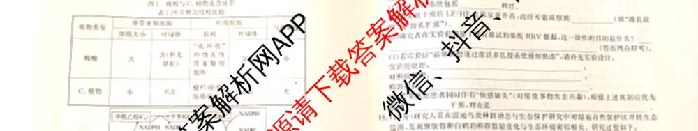 衡水真题密卷2025-2026学年度综合能力调研检测(五)5(已更新化学(6)、物理(1)、语文(A)等19份)生物试题