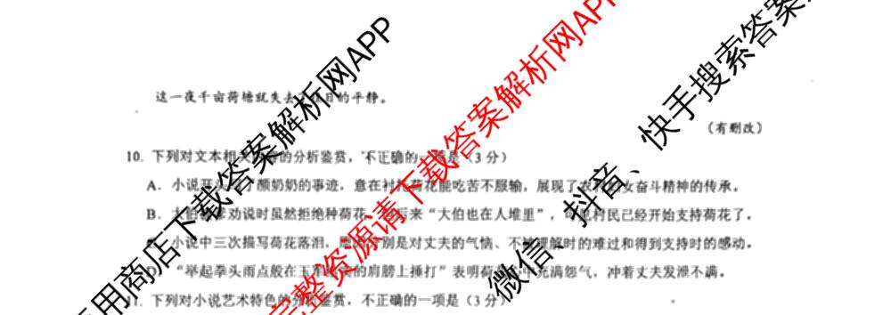 深圳中学2025-2026学年度第一学期期中考试高一各科答案及试卷（含历史、政治、生物等）语文试题