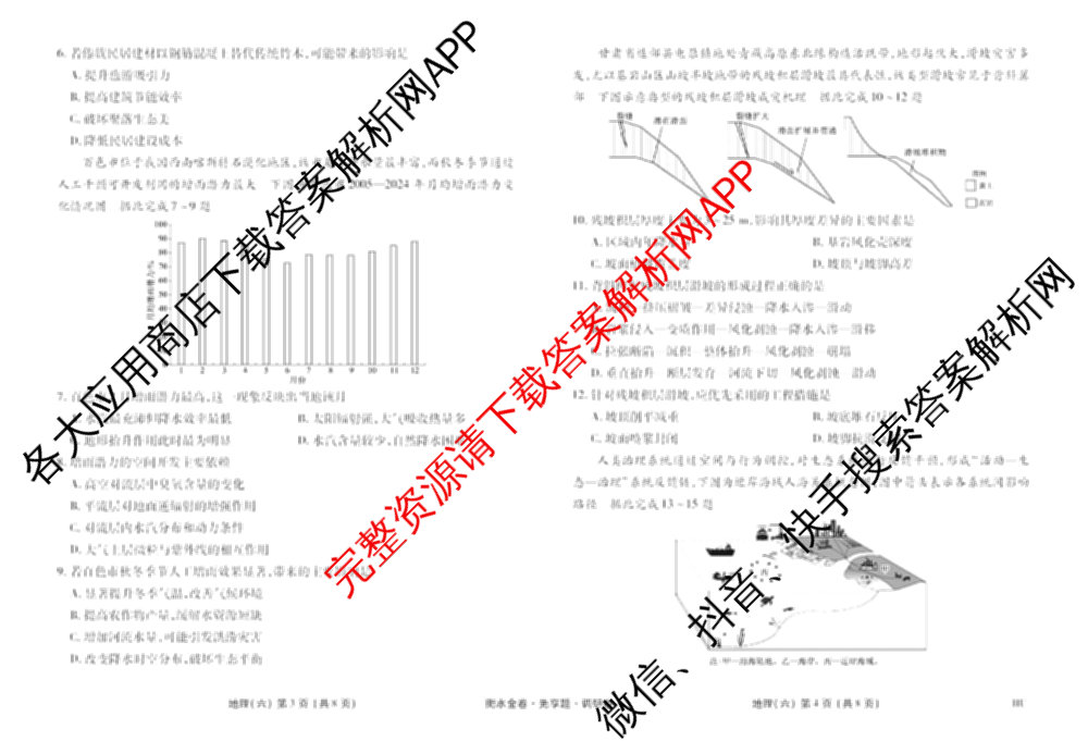 衡水金卷先享题调研卷2026年普通高等学校招生全国统一考试模拟试题(六)6（含地理(HN) 物理(HU) 物理(JS)等）地理试题