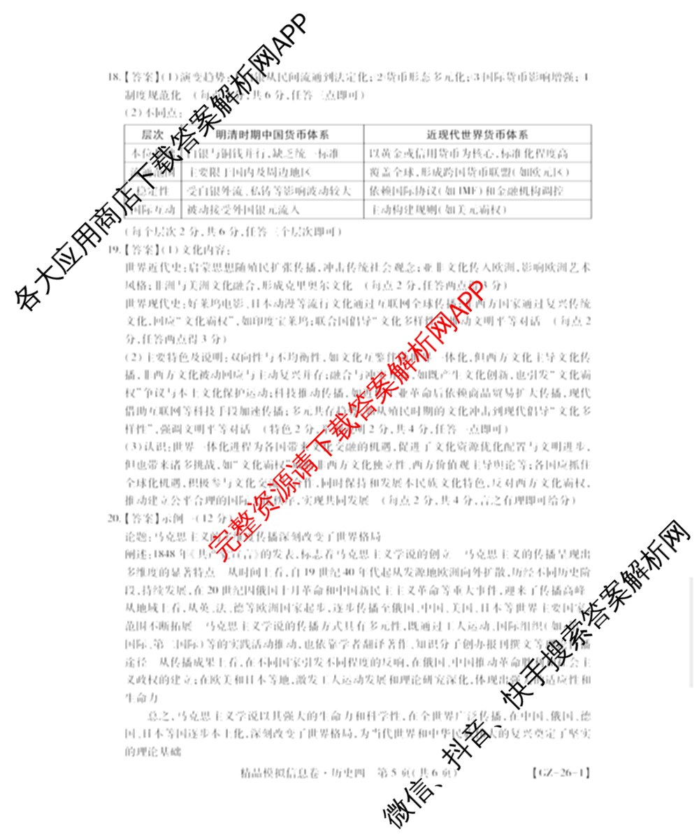 贵州天之王教育2026届贵州新高考高端精品模拟信息卷(四)4(已更新政治、物理、历史等9份)历史答案