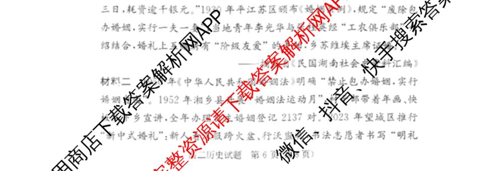 湖南省2025年12月高二学情检测卷（含英语 政治 物理(B卷)等）历史试题