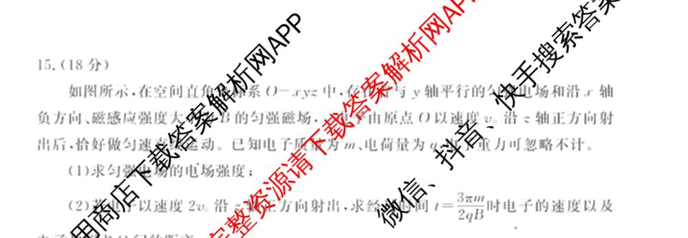 衡水金卷先享题调研卷2026年普通高等学校招生全国统一考试模拟试题(四)4(已更新生物(山东专版) 理综 历史(JS)等91份)物理试题