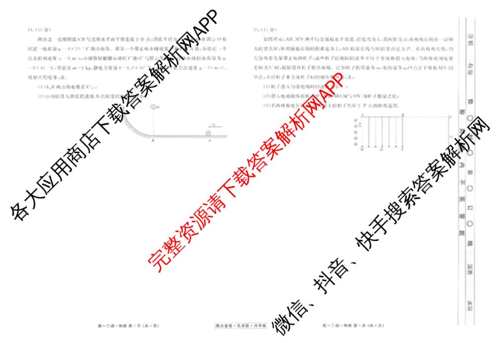衡水金卷先享题月考卷2024-2025学年度下学期高一年级二调考试试卷及答案汇总（含政治 物理 历史等）物理试题