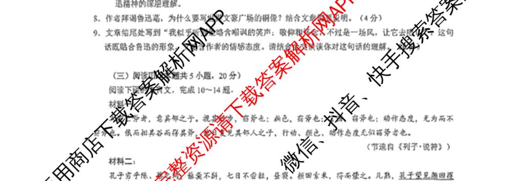 黑龙江省实验中学2026届高三学年联合模拟考试(03.02)（含历史、化学、地理等）语文试题
