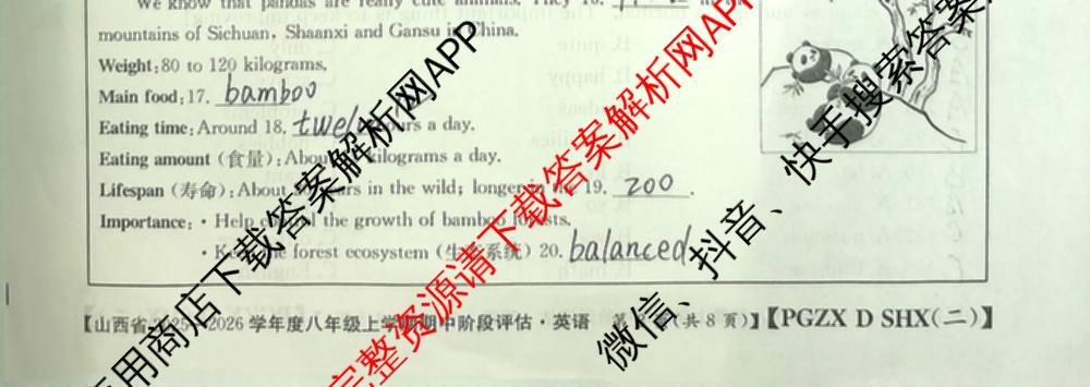 太原市八年级上学期长标期中试卷及答案汇总（含道德与法治(R) 物理(R) 英语(NJB)等）英语试题