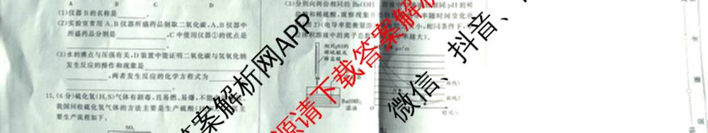 2026年安徽中考第一轮复专题(七)各科答案及试卷（含语文、数学、道德与法治等7份）化学试题