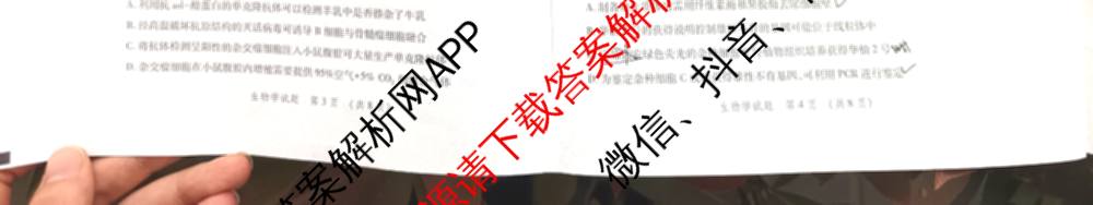 2025年陕西省高三教学质量检测(四)各科答案及试卷（含化学 历史 语文等）生物试题