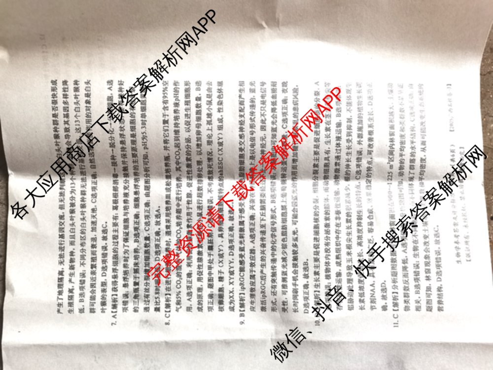 广西名校高考模拟试卷第一次调研考试[2025广西名校卷-3]试卷及答案汇总（含生物、政治、物理等）生物答案