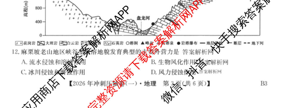 2026年全国高考冲刺压轴卷(一)1（含物理(湖南)、化学(湖北)、地理(B1)等）地理试题