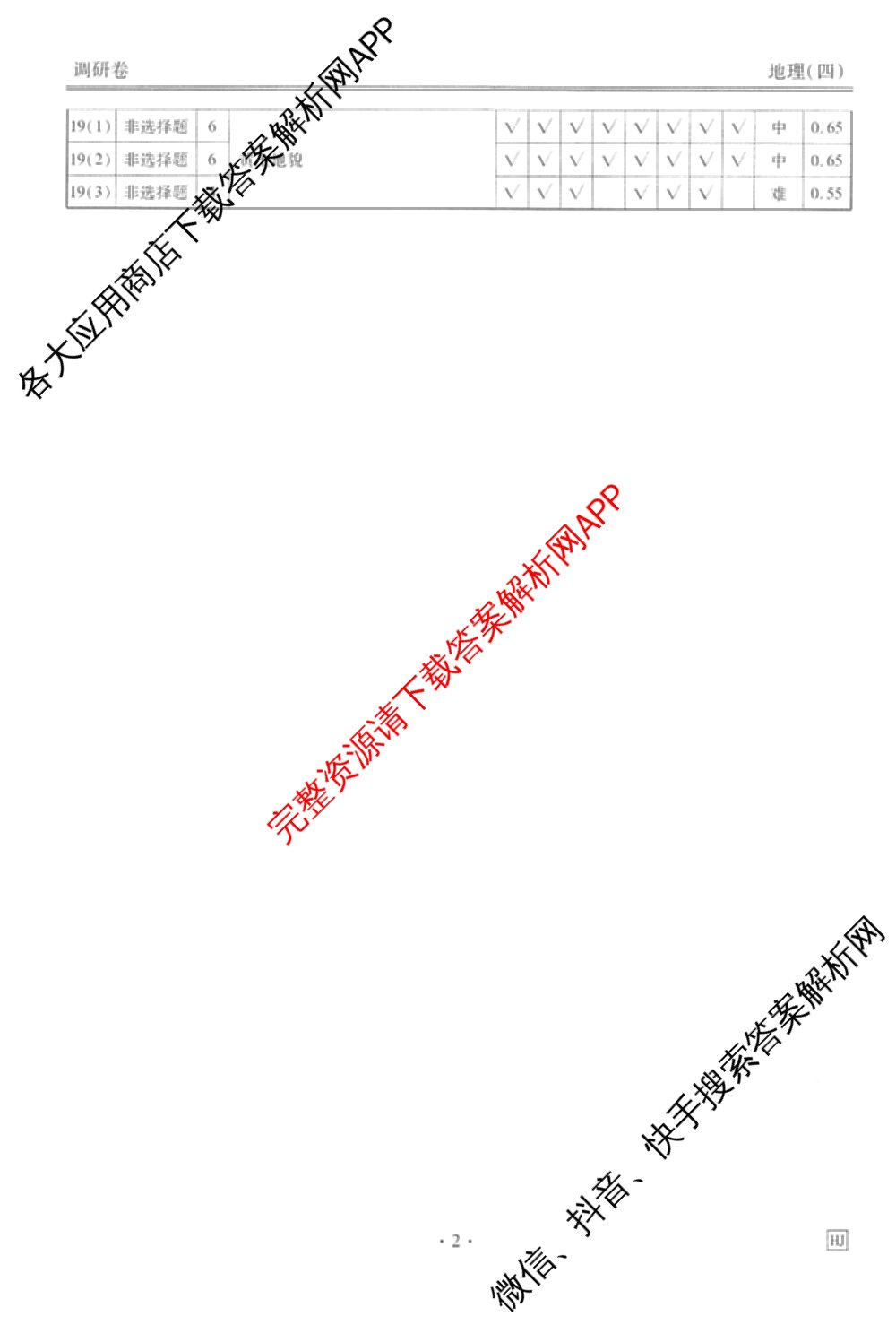 衡水金卷先享题调研卷2026年普通高等学校招生全国统一考试模拟试题(四)4试卷及答案汇总(已更新生物(Y) 政治(FJ) 地理(HJ)等31份)地理答案