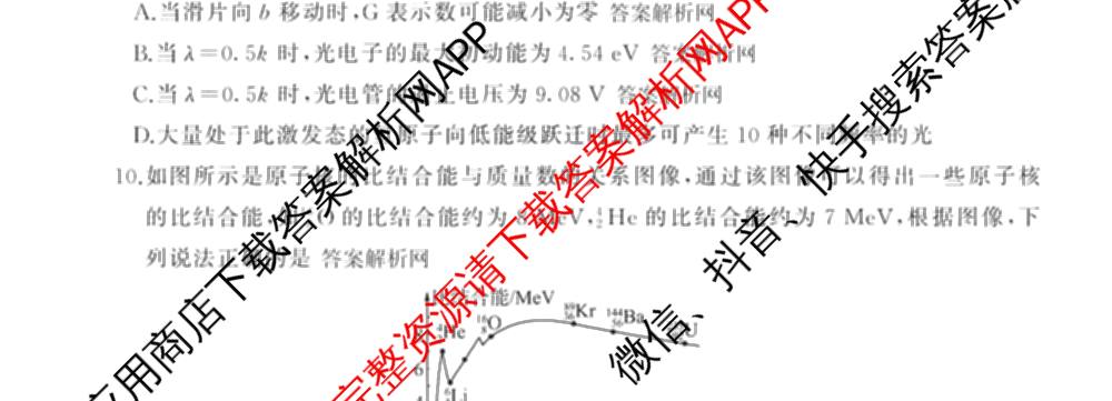百师联盟2025-2026学年高二下学期阶段测试卷(四)4各科答案及试卷（21科全）物理试题