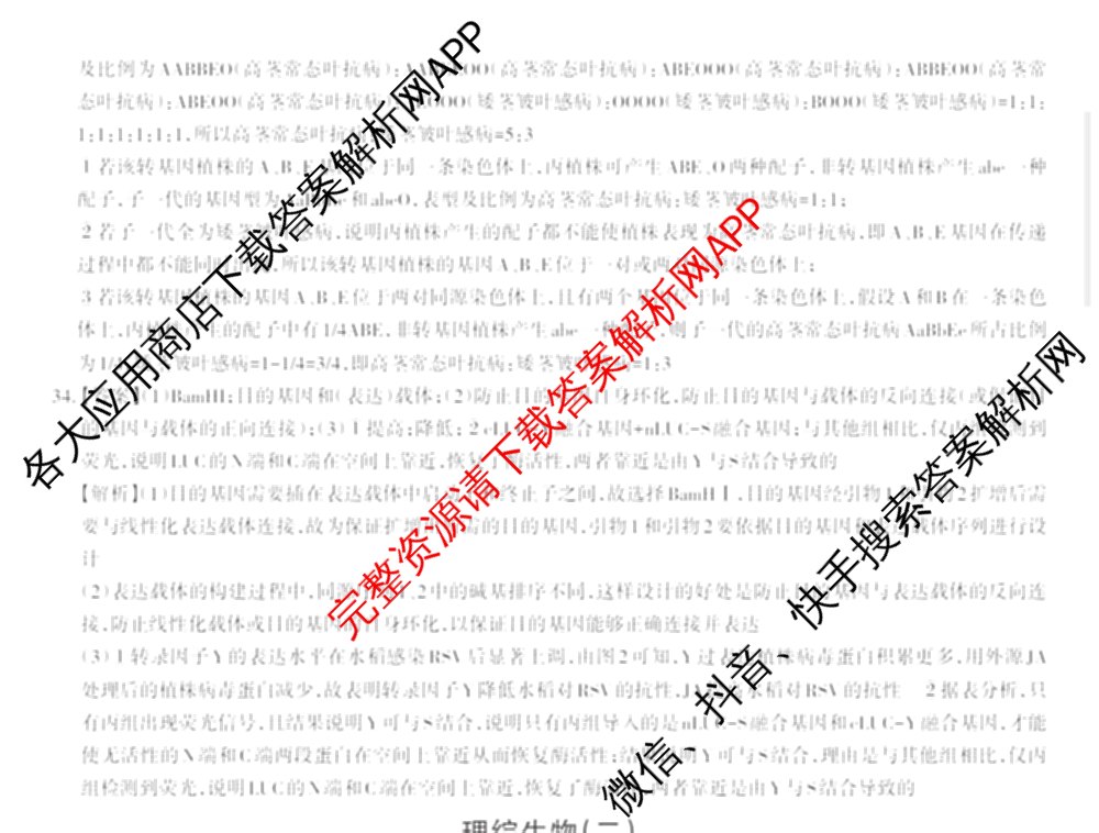 2026年普通高等学校招生统一考试JY高三模拟卷(一)试卷及答案汇总（14科全）理综答案