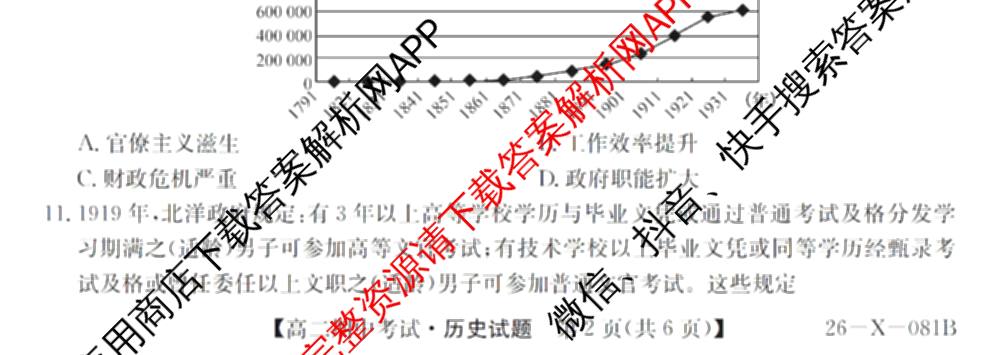 广东省2025-2026学年度高二第一学期期中考试(26-X-081B)试卷及答案汇总(已更新政治、数学、英语等10份)历史试题