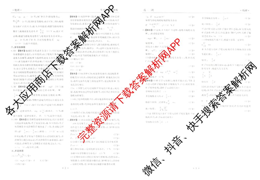 衡水金卷先享题月考卷2024-2025学年度下学期高一年级二调考试试卷及答案汇总（含政治 物理 历史等）物理答案