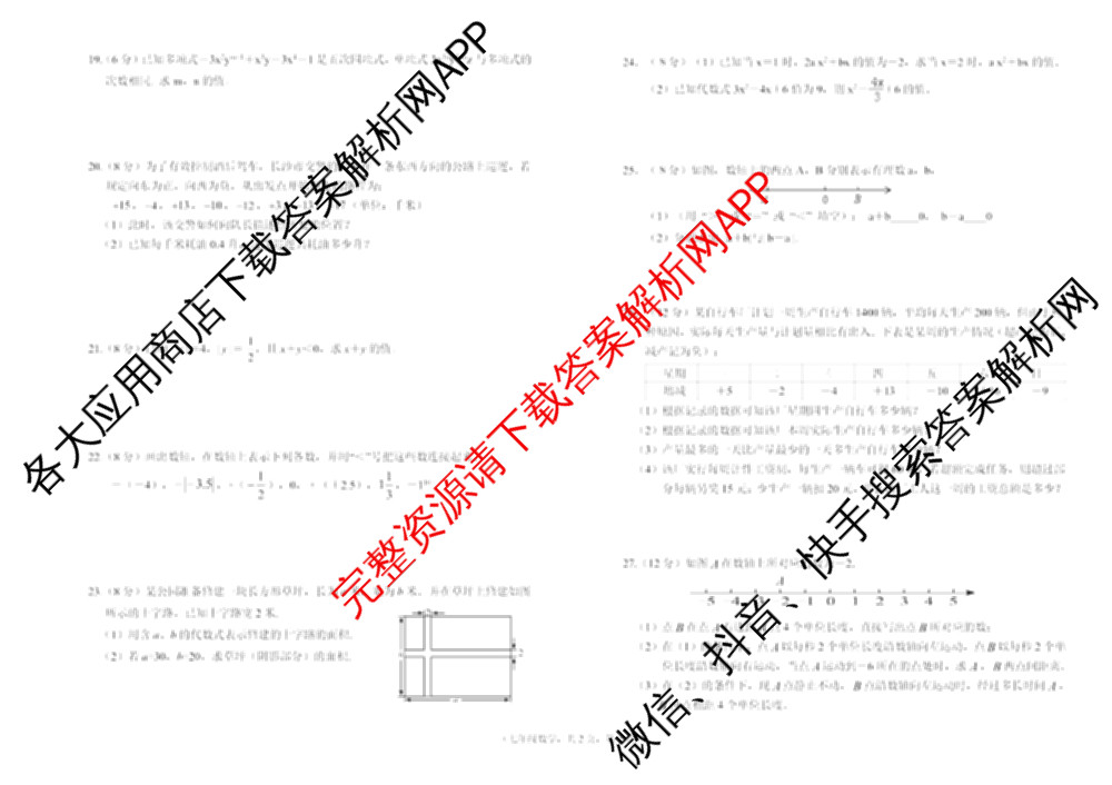 甘肃省天水市育生中学2025-2026学年度第一学期期中质量检测卷七年级: 含数学、地理、历史试卷解析数学试题