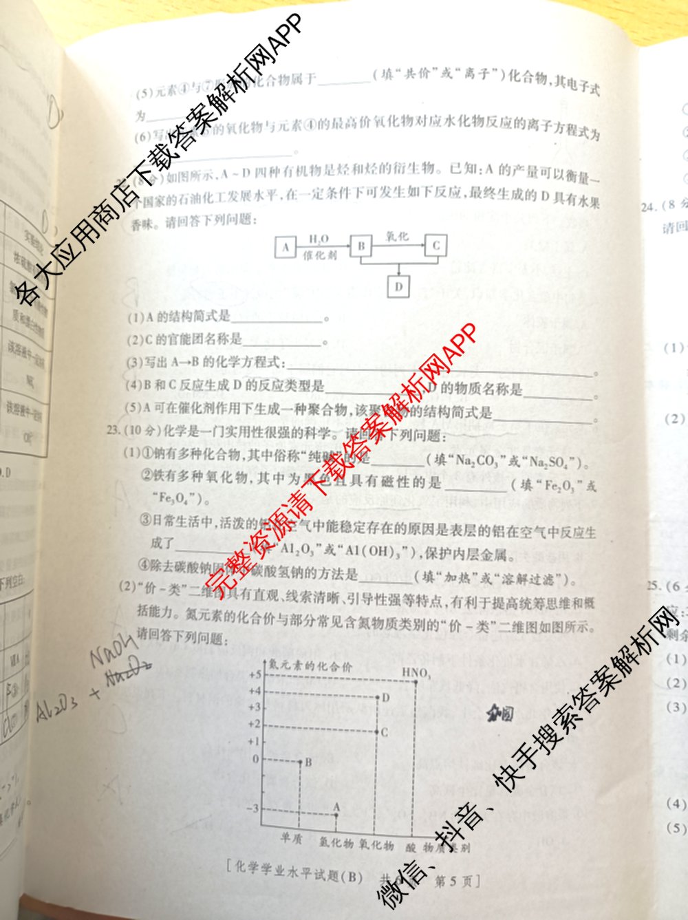 陕西省2024年普通高中学业水合格性考试全真模拟试题(B)(4月)（11科全）化学试题