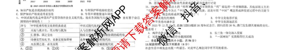 安徽省六安市九中2025年秋学期九年级第三次综合素质评价(12月)各科答案及试卷（含英语 化学 历史等7份）道德与法治试题