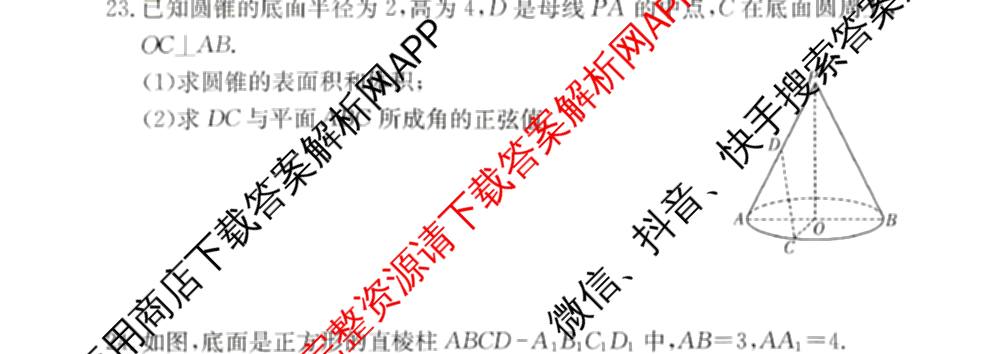 2026年湖南省普通高中学业水合格性考试信息卷(模拟四)(已更新数学、生物、政治等9份)数学试题