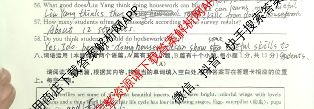 山西省2025-2026学年度八年级上学期期中阶段评估[PGZXDSHX(二)]各科答案及试卷（含数学(HSD)、地理(R)、生物(R)等）英语试题