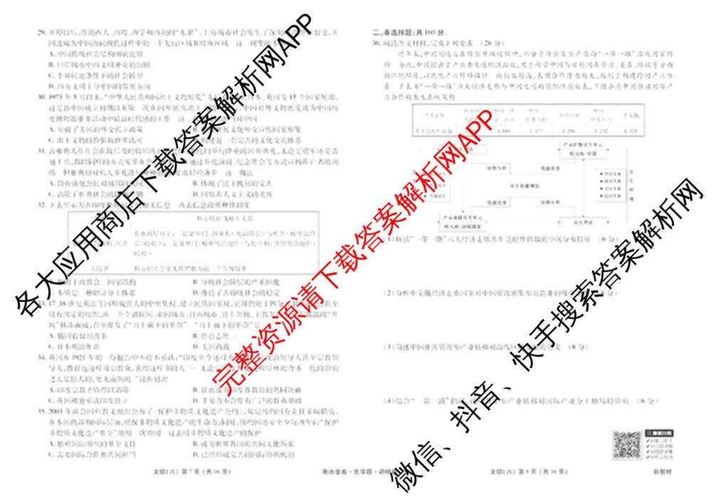 衡水金卷先享题调研卷2026年普通高等学校招生全国统一考试模拟试题(六)6（含地理(HN) 物理(HU) 物理(JS)等）文综试题
