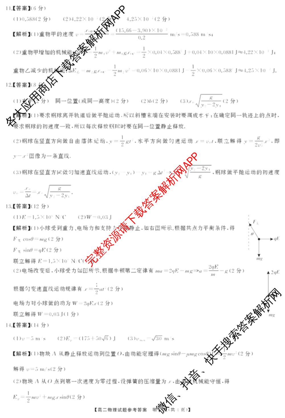 [天壹联考]湖湘名校联盟2025年下学期高二入学联考试卷及答案汇总（11科全）物理答案