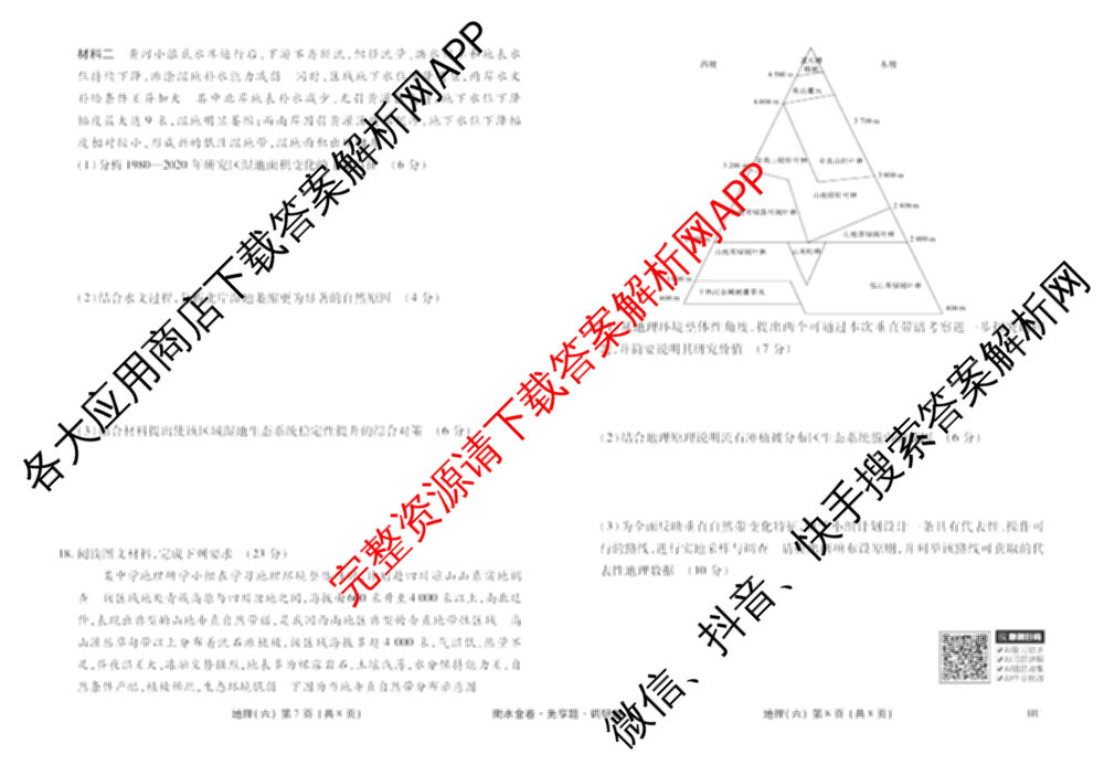 衡水金卷先享题调研卷2026年普通高等学校招生全国统一考试模拟试题(六)6（含地理(HN) 物理(HU) 物理(JS)等）地理试题