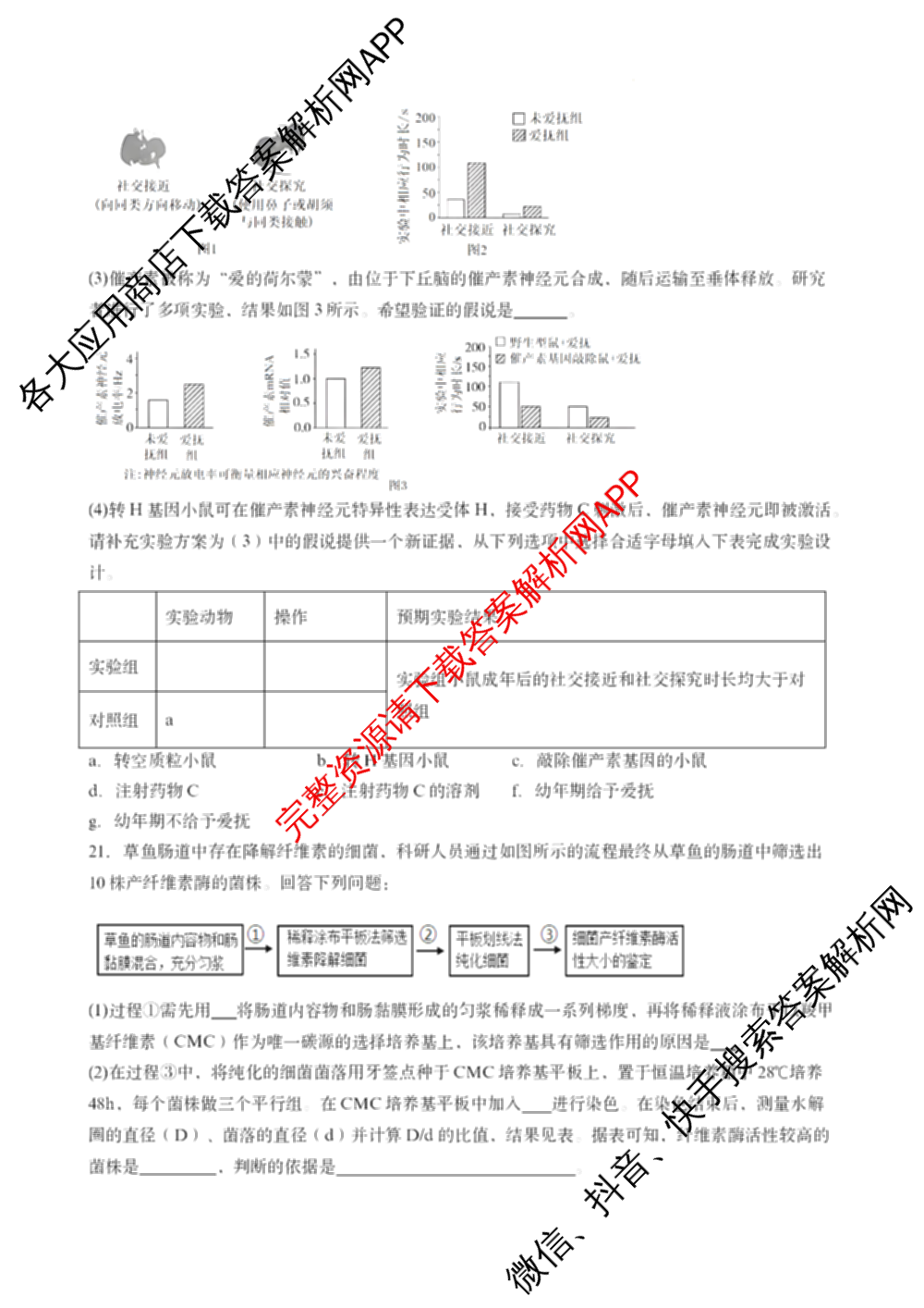 张家界市2024~2025学年第二学期高二期末考试: 含政治 英语 语文试卷解析生物试题